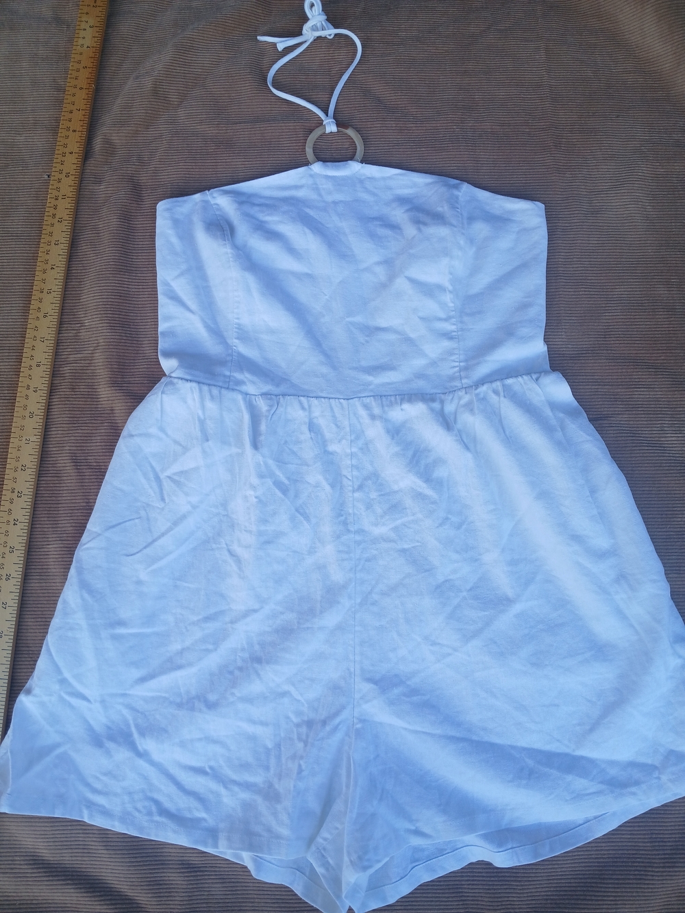 Old Navy Linen-Blend O-Ring Halter Romper - White - Size L